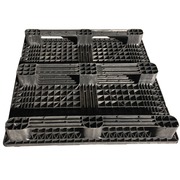 Palet Plastico Usado Negro con 3 Patines 1200 x 1200 mm